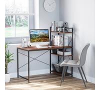 HOMCOM Computer Desk PC Workstation Laptop Table w/4-tier Open Bookshelf Home Office in Light Brown HOMCOM Light Brown