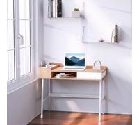 Computer Desk PC Workstation Laptop Table Storage Unit Metal Frame-Oak/White Colour - Home Living | TJ Hughes White