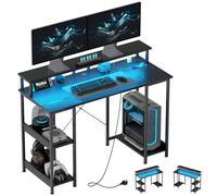 HOMCOM Computer Desk Reversible Home Office Desk w/ Storage Black, Black