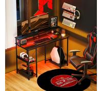 HOMCOM Computer Desk Reversible Home Office Desk with Storage Grey - Carbon Fibre Grey