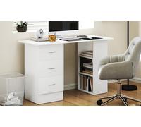HomCom Computer Desk Table Workstation 120cm with Three Shelves and Drawers
