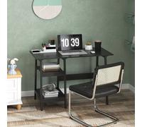 Homcom Computer Desk W/ Storage Shelf Study Table W/ Bookshelf For Home Office In Black Black One Size