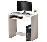 HOMCOM Computer Desk White Rubberwood 1 Drawer 1 Pedestal 450 (W) x 800 (D) x 750 (H) mm Particle Board