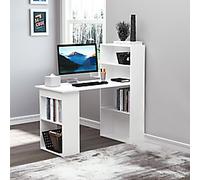 HOMCOM Computer Desk White Rubberwood Base panel 550 (W) x 1,200 (D) x 1,200 (H) mm Particle Board
