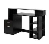 HOMCOM Computer Desk with Drawers and Storage Shelves, Reception Desk, Study Wor