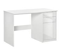 HOMCOM Computer Desk with Drawers, High Gloss Home Office Desk with Storage Cabinet, Study Workstation, 120 x 60cm White