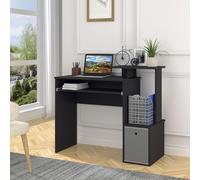 Computer Desk with Sliding Keyboard Tray Storage Drawer Shelf Workstation HOMCOM Black One Size