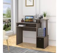 HomCom Computer Desk with Sliding Keyboard Tray, Storage Drawer & Shelf - Grey