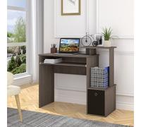 HOMCOM Computer Desk with Sliding Keyboard Tray Storage Drawer Shelf - Grey
