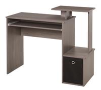 HOMCOM Computer Desk with Sliding Keyboard Tray Storage Drawer Shelf Home Office Workstation Grey | TJ Hughes