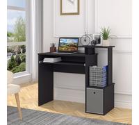 HOMCOM Computer Desk with Sliding Keyboard Tray Storage Drawer Shelf - Black