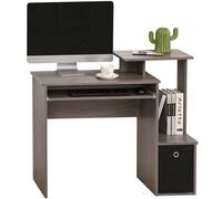 HomCom Computer Desk with Sliding Keyboard Tray, Storage Drawer & Shelf - Grey