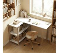 HOMCOM Computer Desk with Storage Shelves 150 cm White/Oak - 40 - MDF, bamboo - 148