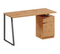 HOMCOM Computer Desk, Writing Desk with Cabinet, Drawer, Metal Legs, Work Table for Home Office Study, Natural Wood Finish