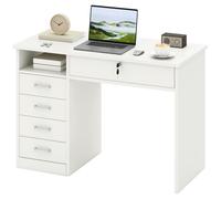 Homcom Computer Desk Writing Desk With Five Drawers For Home Office In White White