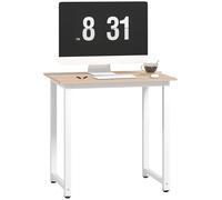HOMCOM Computer Desk, Writing Table, 80 x 60 x 76cm Workstation for Home Office, Study with Metal Frame, Simple Assembly, White