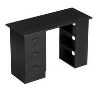 HOMCOM Computer Desk, Writing Table, PC Workstation with 3 Storage Shelves and Drawers, Handle, for Home Office, Black