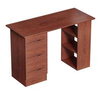 HOMCOM Computer Desk, Writing Table, PC Workstation with 3 Storage Shelves and Drawers, Handle, for Home Office, Walnut Brown