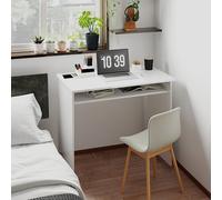 HOMCOM Computer Desk Writing Table Study Workstation Storage High Gloss White