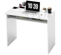 Homcom Computer Desk Writing Table Study Workstation Storage High Gloss White