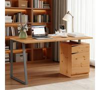 Homcom Computer Desk, Writing Table With Cabinet And Drawer, Natural Natural One Size