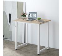 HOMCOM Computer Desk Dining Table Writing Table with Metal Frame, White, White