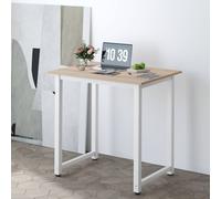 Homcom Computer Desk, Writing Table With Metal Frame For Home Office, White White Small
