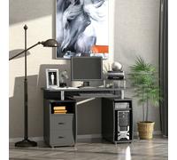 HOMCOM Multi Storage Computer Work Desk With Drawer Keyboard Tray Black, Black