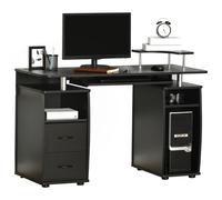 HOMCOM Multi Storage Computer Work Desk With Drawer Keyboard Tray Black, Black