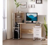 Homcom Computer Pc Laptop Desk Table Shelf 2 Drawers Bookstore Workstation