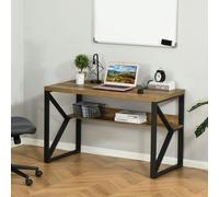 Writing Desk Computer Table Home Office PC Laptop Workstation Storage Shelf Black Brown Wood Effect K-Shaped Leg - CARTER | TJ Hughes