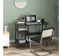 Homcom Computer Desk W/ Storage Shelf Study Table W/ Bookshelf For Home Office In Black Black One Size