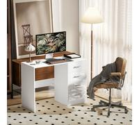 Homcom Computer Writing Desk With 4 Drawers, High Gloss Home Office Workstation