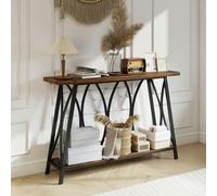 HOMCOM Console Table, Industrial Narrow Sofa Table with 2 Tiers, Metal Frame