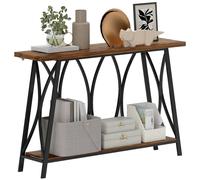 Homcom Console Table, Industrial Narrow Sofa Table With 2 Tiers, Metal Frame In Brown Brown