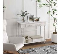 HOMCOM Console Table Modern Sofa Side Desk with Storage Shelves Drawers for Living Room Entryway Bedroom White White