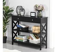 Homcom Console Table Sofa Desk W/ Shelves Drawers For Living Room Entryway Bedroom In Black Black One Size
