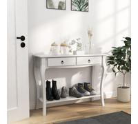 HomCom Console Table Dressing Desk - 2 Drawers, Storage Shelves - White