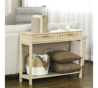 HOMCOM Console Sofa Table Hallway Side Desk with Shelf Drawer in Natural HOMCOM Natural