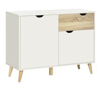 HOMCOM Contemporary Sideboard, Freestanding Storage Cabinet with Drawer, 2 Door Cupboard for Living Room, Hallway, Elegant White Finish Aosom UK