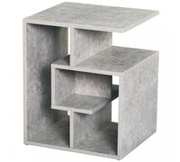 HOMCOM Side Table, 3 Tier End Table with Open Storage Shelves, Living Room Coffee Table Organiser Unit, Cement Colour Aosom UK