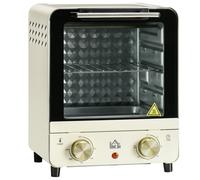 HOMCOM Convection Mini Oven, 15L Electric Oven & Grill w/ Adjustable Temperature, Timer, Baking Tray, Wire Rack, Crumb Tray, 1000W, Cream Aosom UK