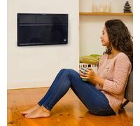 HOMCOM POWER Convector Radiator Freestanding or Wall-mounted Heating with 2 Heat Settings Safety Cut-Off, Black