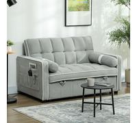 HOMCOM Convertible 2 Seater Sofa Bed, Click Clack Pull Out Sofa Bed in Light Grey HOMCOM Light Grey