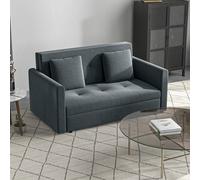 HOMCOM 2 Seater Sofa Bed - Convertible Bed Settee - Modern Fabric Loveseat Sofa Couch with 2 Cushions - Hidden Storage for Living Room - Guest Room -