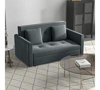 HOMCOM Convertible 2 Seater Sofa Bed with 2 Cushions Storage for Living Room in Dark Grey HOMCOM Dark Grey