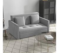 Homcom Convertible 2 Seater Sofa Bed With 2 Cushions Storage For Living Room In Grey Grey One Size
