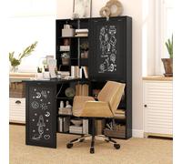 Homcom Convertible Desk With Blackboard Multi-Function Workstation, Black