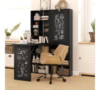 Homcom Convertible Desk With Blackboard Multi-Function Workstation, Black
