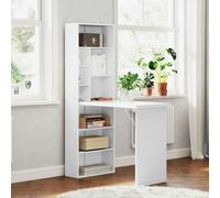 HOMCOM Convertible Desk with Whiteboard Multi-function Workstation, White, White